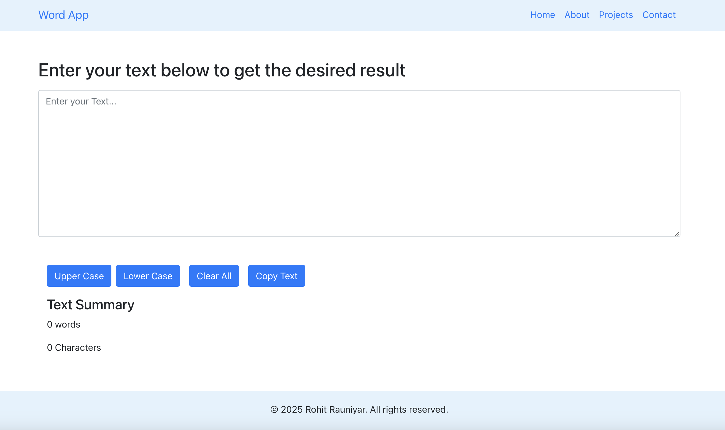Text utilities React Web App 